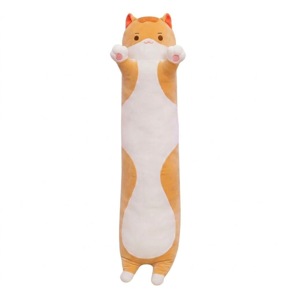 【人気】ふわふわロングキャットクッション 50cm|抱き枕・ソファ・ベッドに