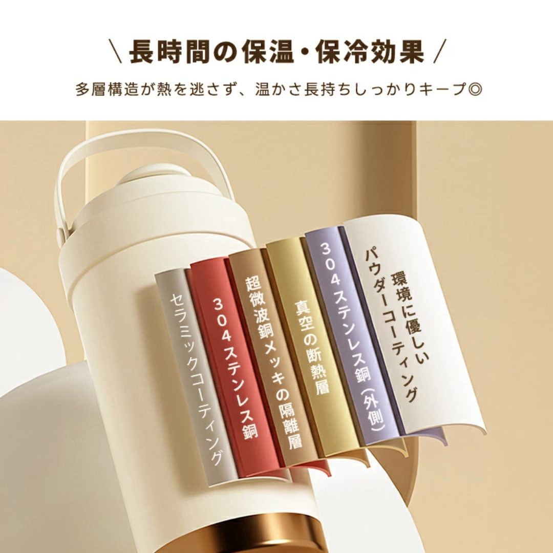【売れ筋No.1】セラミックコーティング真空断熱タンブラー ストロー付き 3WAY 保温・保冷 広口シリコン水筒