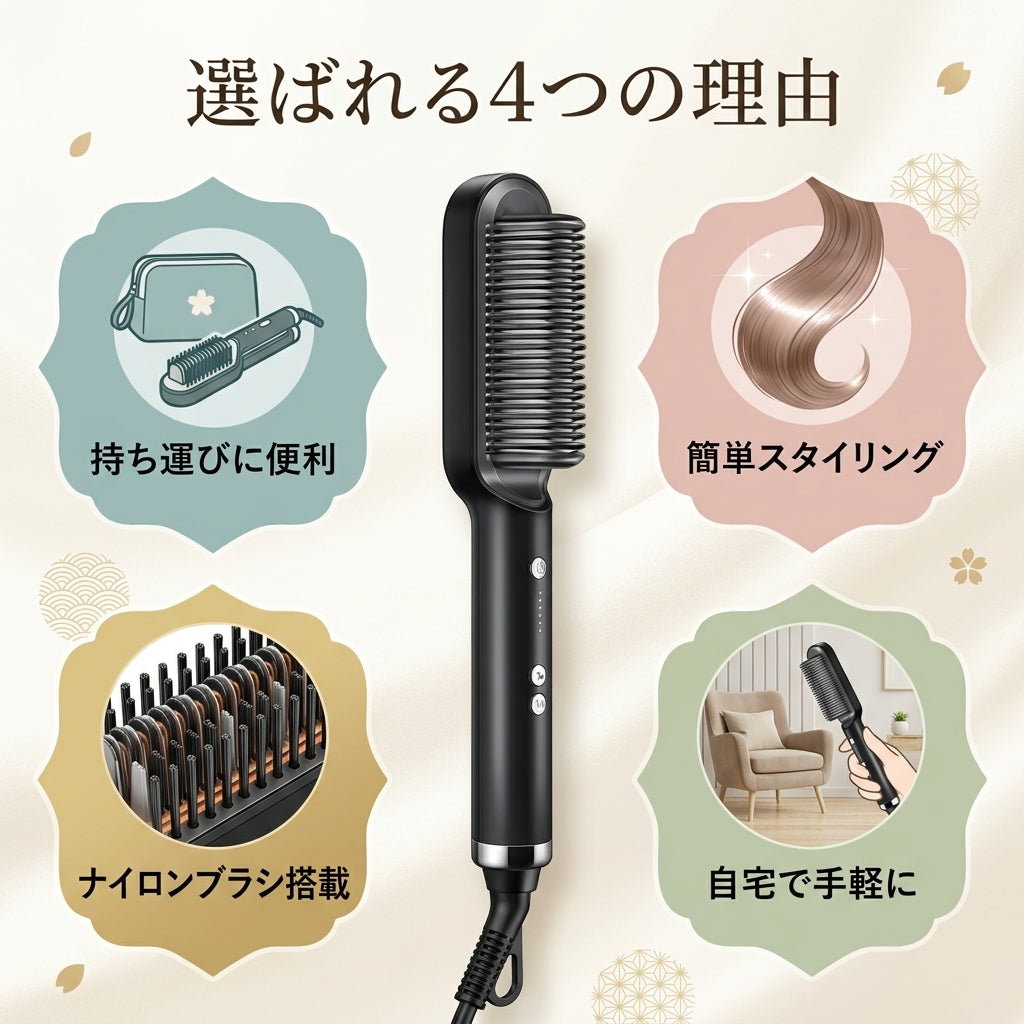 【電動ストレートブラシ】スムースコーム Pro™とかすだけで、サロン仕上げ。